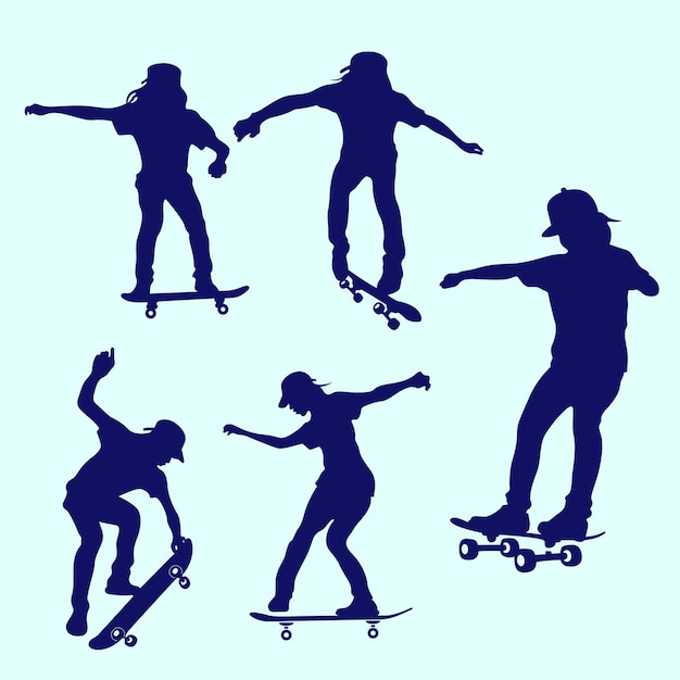 Blauw Skateboardsilhouet