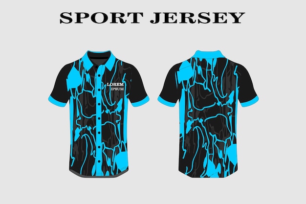 Blauw textielontwerp voor Sport T-shirt voetbaltrui voor voetbalclubuniform voor- en achterzijde