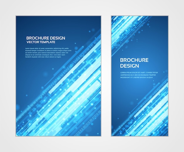 Blauw verlichte diagonale strepen dynamische stroom brochure boekje cover ontwerp sjabloon set vector