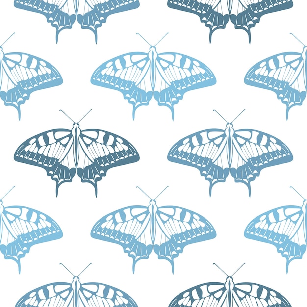 Blauw vlinders naadloos patroon
