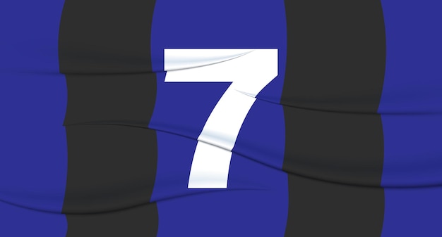 Vector blauw voetballersnummer op een voetbalshirt 7 genummerde print sportshirt jersey sportolympiade euro 2024 gouden beker wereldkampioenschap