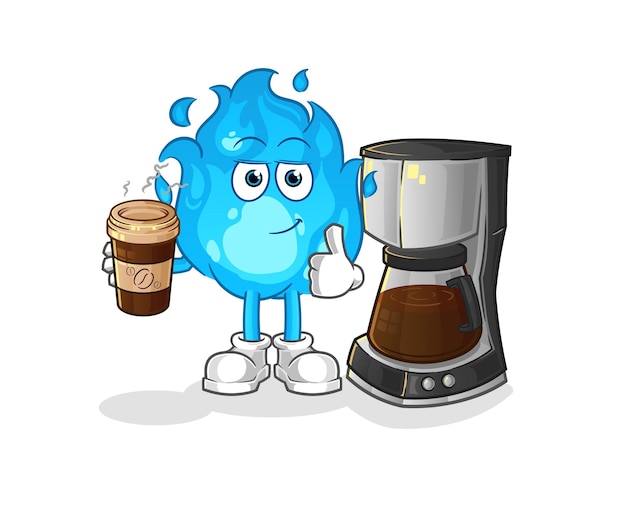Blauw vuur drinken koffie illustratie karakter vector