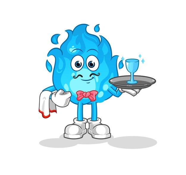 Blauw vuur ober cartoon cartoon mascotte vector