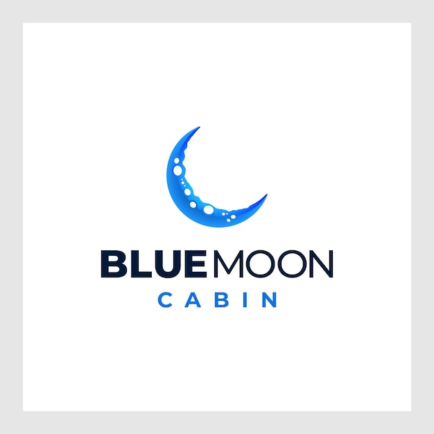 blauw wassende maan logo ontwerp