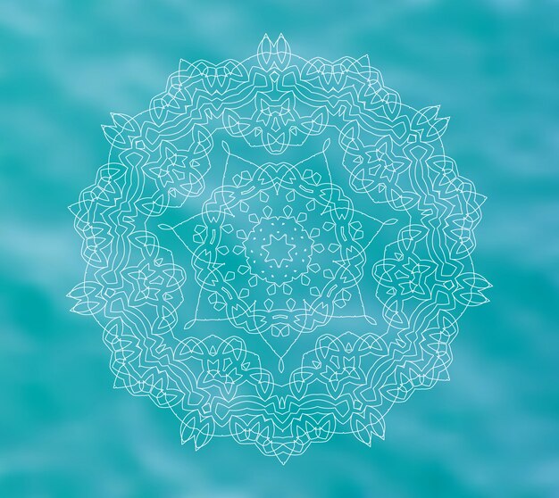 Blauw water met witte mandala