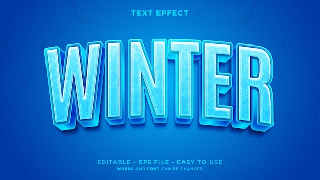 Vector blauw winter 3d bewerkbaar teksteffect