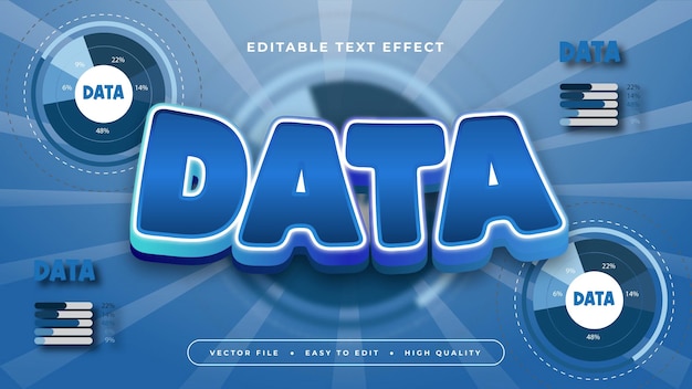 Blauw-wit data 3D bewerkbare tekst effect lettertype stijl