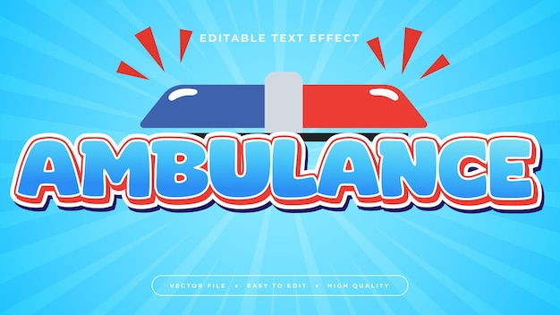 Blauw-wit en rood ambulance 3D bewerkbare tekst effect lettertype stijl