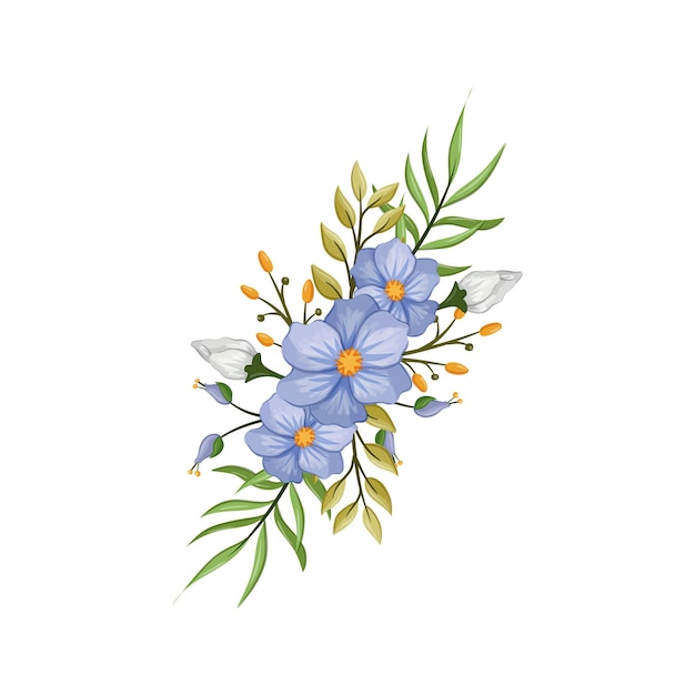 Vector blauw witte bloemstuk aquarel illustratie