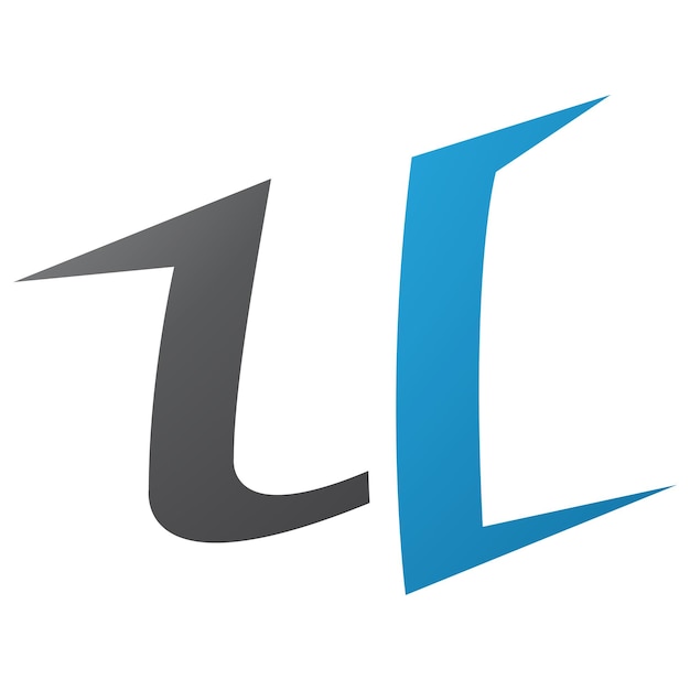 Blauw-zwart spiky lettervormig U-icoon