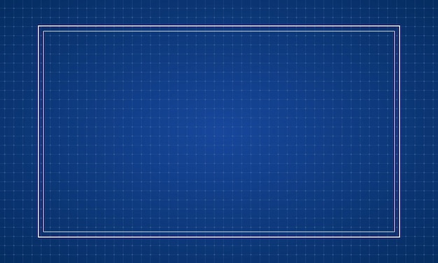 Vector blauwdrukpapier blank blauw blad papier met raster blauwdruk achtergrond sjabloon voor engineering ontwerp tekening leeg afdrukpatroon met lijnen.