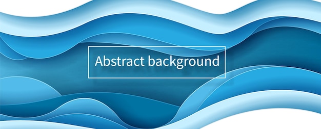 Blauwe abstracte achtergrond met belettering in papier gesneden stijl en banner vector design