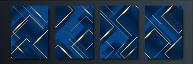 Blauwe abstracte achtergrond met gouden lijnen