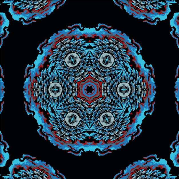 Blauwe abstracte caleidoscoop Mandala ontwerp achtergrond