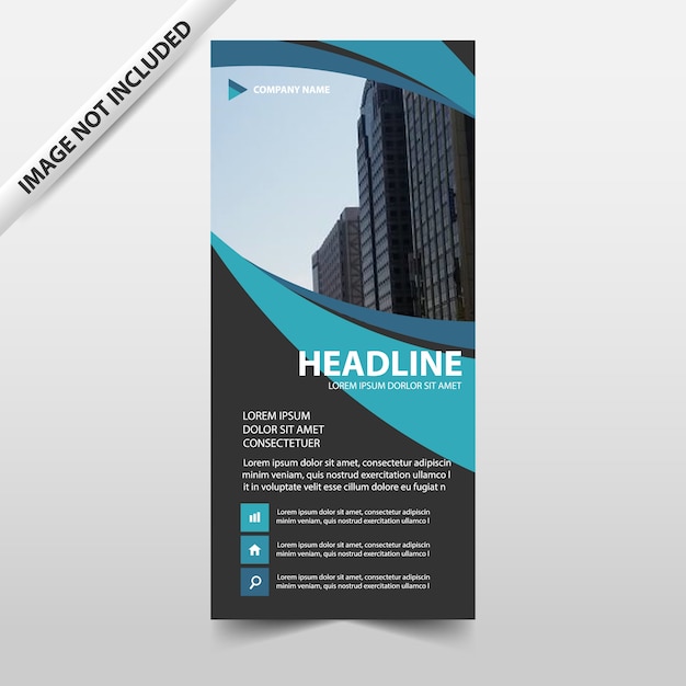 Blauwe abstracte curve business roll up banner platte ontwerpsjabloon