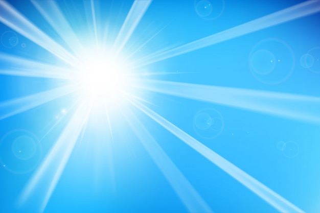 blauwe achtergrond met zonlicht