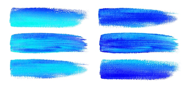Blauwe aquarel penseelstreken. canvas textuur. kwast.