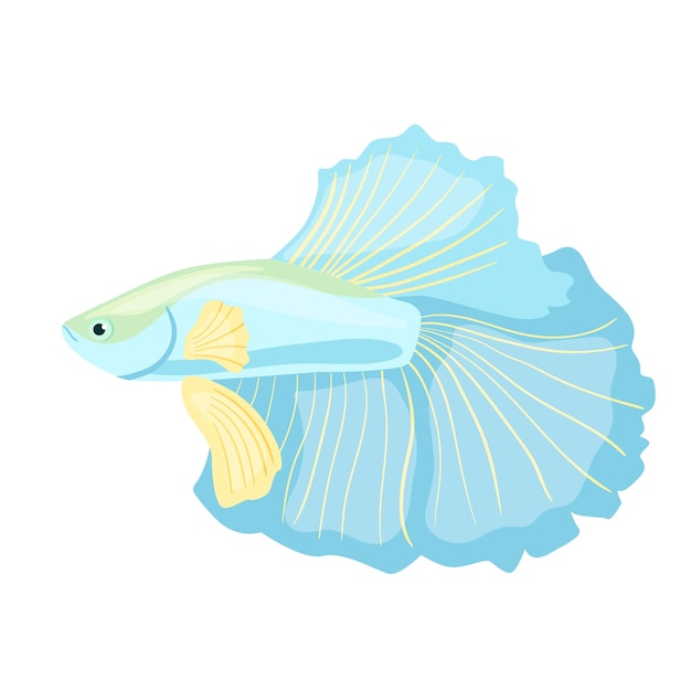 Blauwe aquarium kleine vissen clipart Vectorillustratie in cartoon-stijl is geïsoleerd op wit