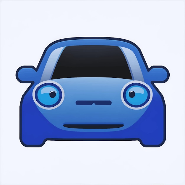 Blauwe auto emoticon grappige auto gezicht karakter glimlacht iconen vectorillustratie