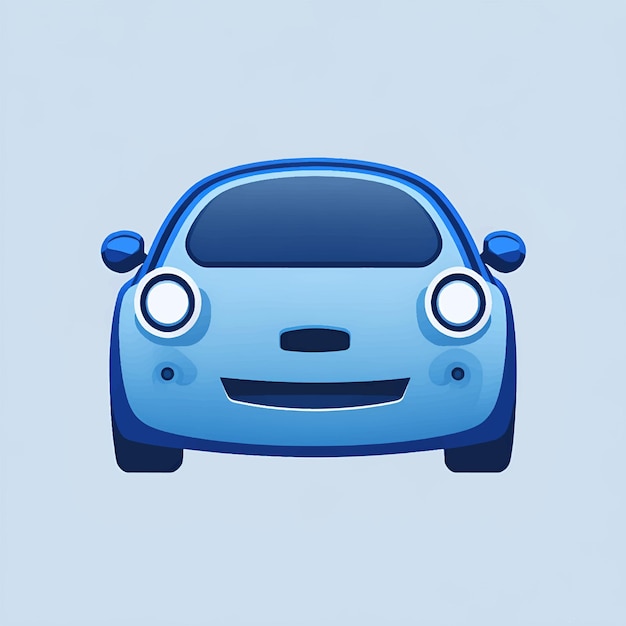 Blauwe auto emoticon grappige auto gezicht karakter glimlacht iconen vectorillustratie