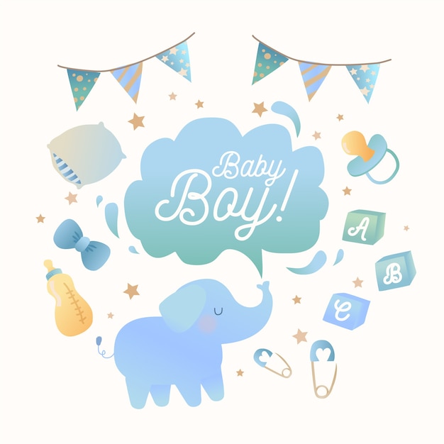 Vector blauwe baby shower jongen