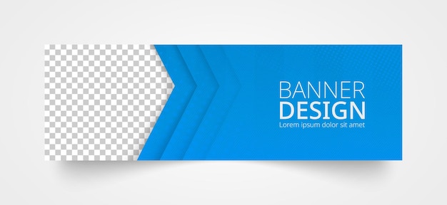 Vector blauwe banner in abstract ontwerp met plaats voor foto. vector sjabloon.