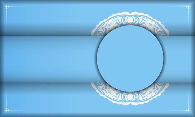 Blauwe banner met Indiase witte ornamenten en een plek onder het logo