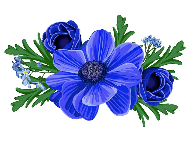 Vector blauwe bloemenboeketcollectie