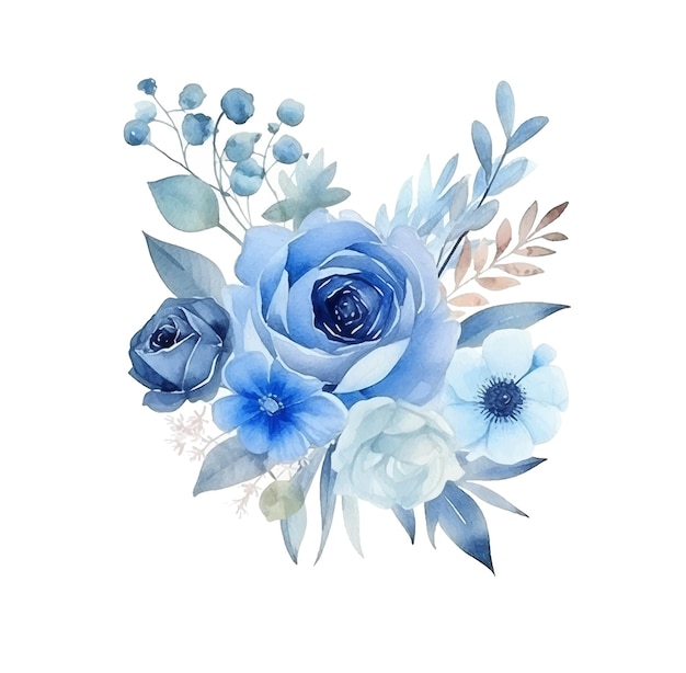 Blauwe bloemstuk aquarel verf