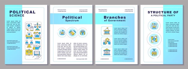 Vector blauwe brochure voor politieke wetenschappen