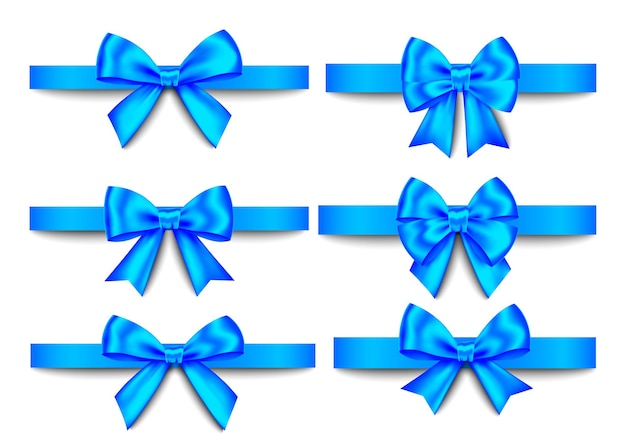 Blauwe cadeau bogen set geïsoleerd op een witte achtergrond