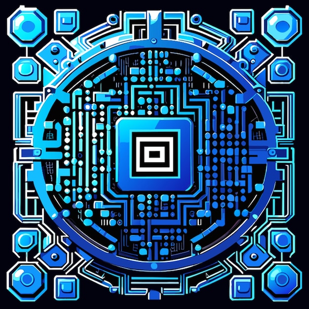 blauwe circuitboard cyber circuit digitaal circuit qr bar vector illustratie