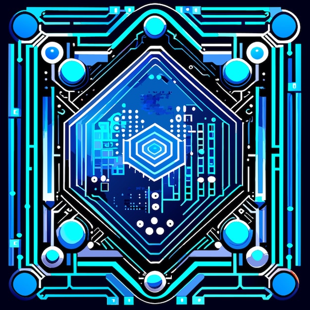blauwe circuitboard cyber circuit digitaal circuit qr bar vector illustratie