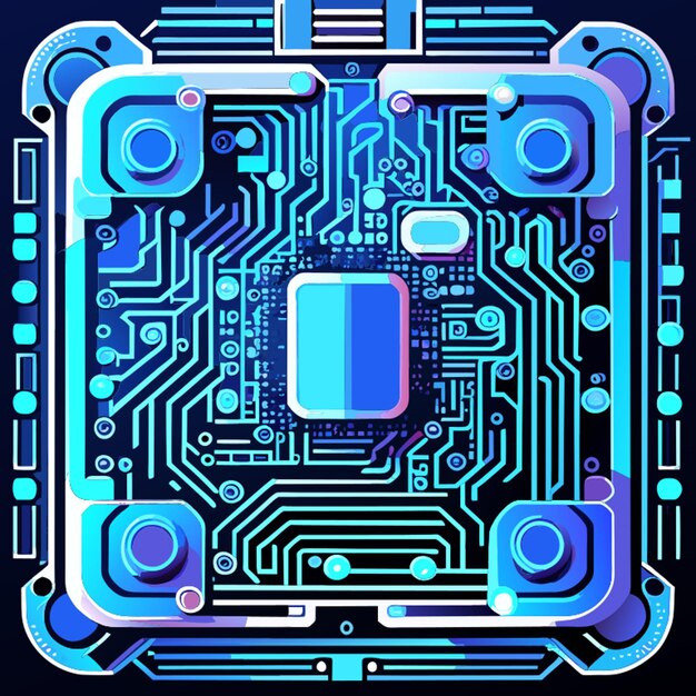 Blauwe circuitboard cyber circuit digitaal circuit qr bar vector illustratie