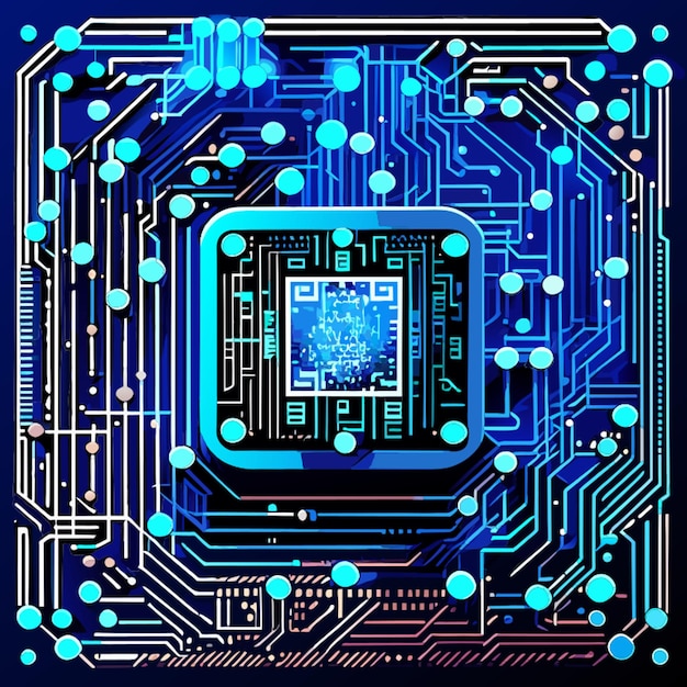 blauwe circuitboard cyber circuit digitaal circuit qr bar vector illustratie