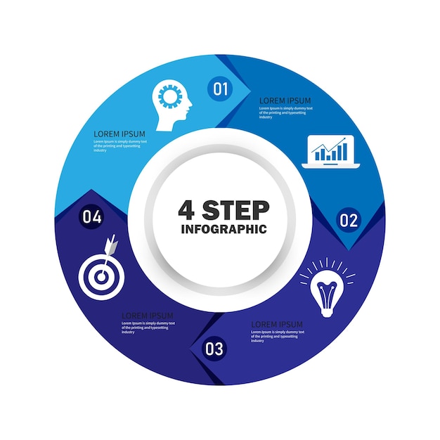 Blauwe circulaire diagram infographic