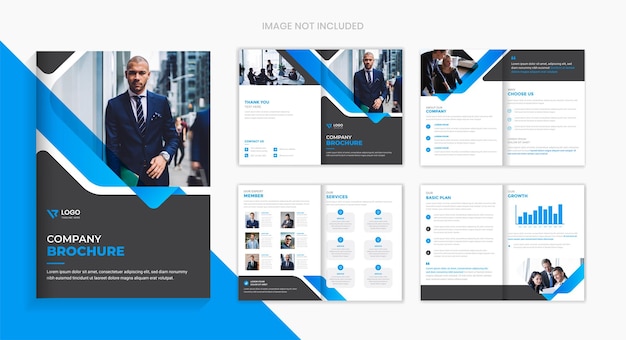 Blauwe Corporate Brochure ontwerpsjabloon en creatieve zakelijke profiel vector