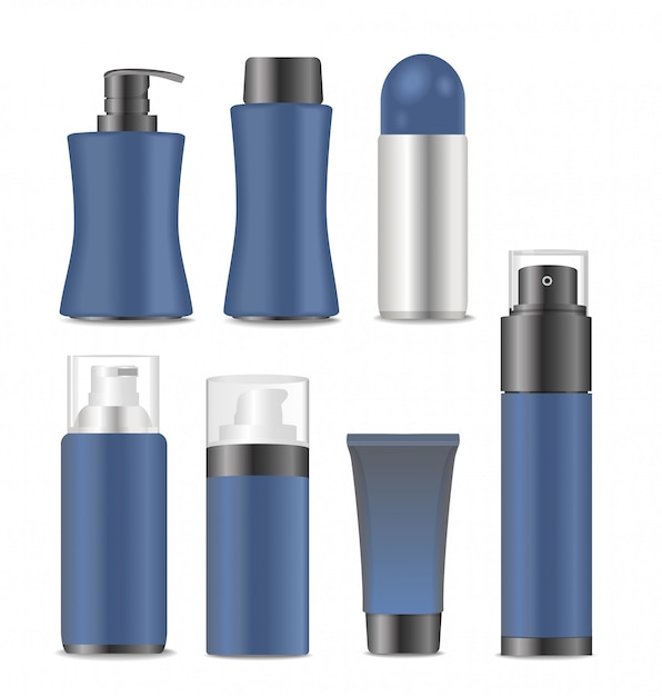 Blauwe cosmetische containers voor de mens