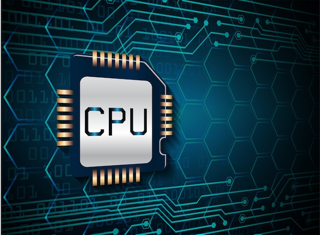 Blauwe cpu cyber circuit toekomstige technologie concept achtergrond