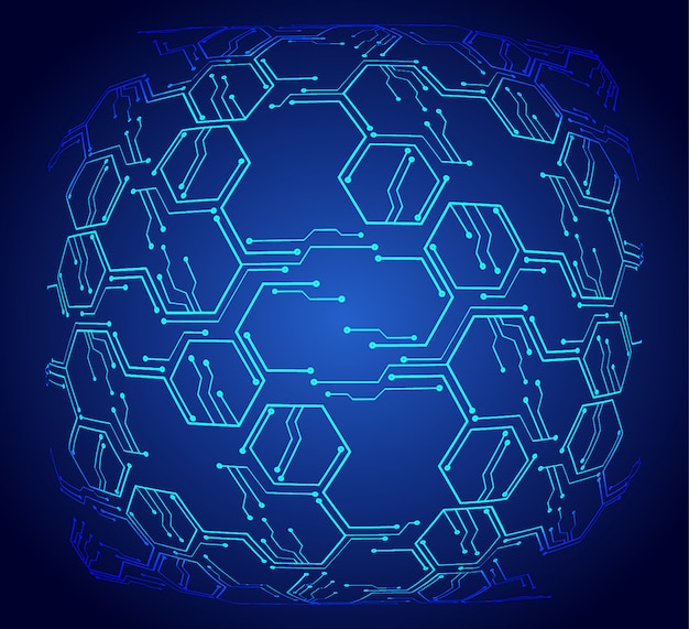 Blauwe cyber kring toekomstige technologie concept achtergrond