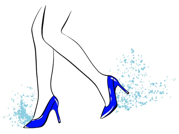 Blauwe damesschoenen mode vectorillustratie