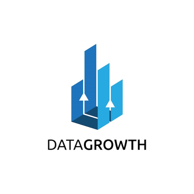 Blauwe data groei logo ontwerpsjabloon