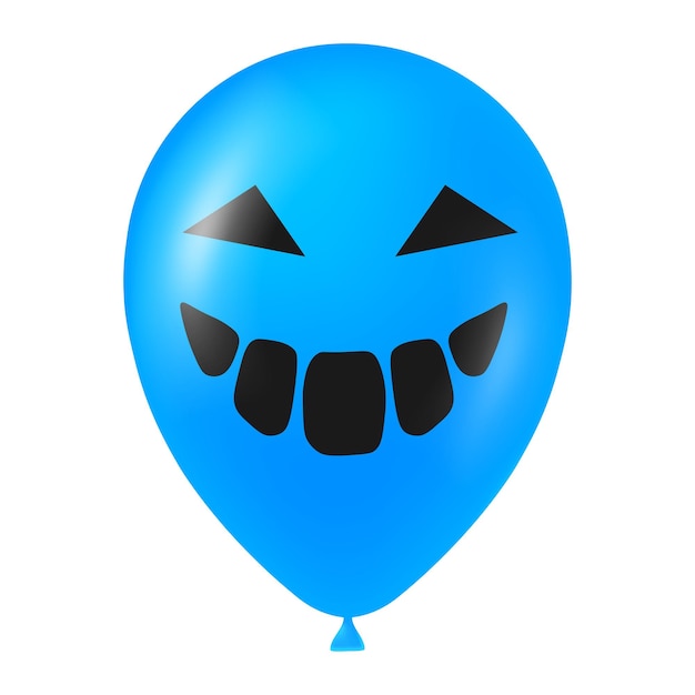 Blauwe de ballonillustratie van Halloween met eng en grappig gezicht