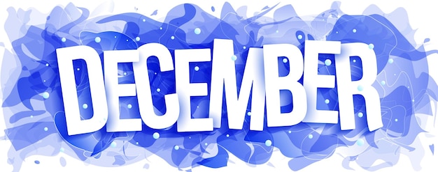 Blauwe decemberbanner of postermodel met witte letters vectorillustratie