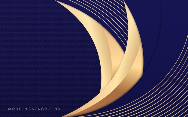 Vector blauwe dop moderne achtergrond met gouden luxe ontwerp