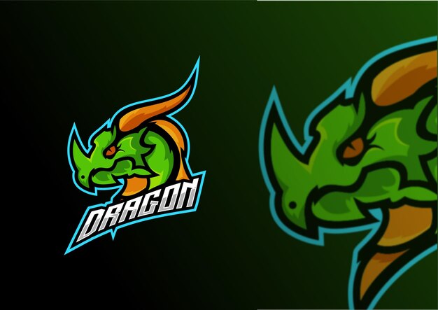 Blauwe draak logo team esport design mascotte