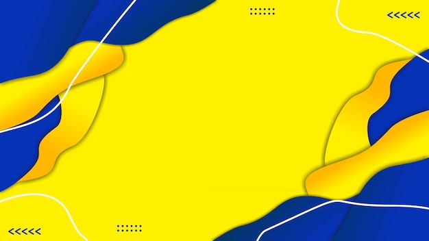 blauwe en gele golfachtergrond met witte lijnkrabbel