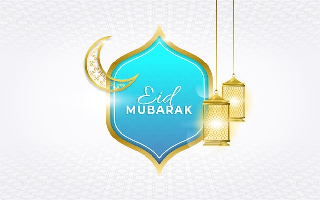 Blauwe en gouden eid mubarak-groeten