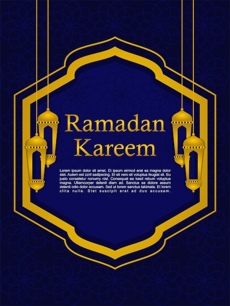 Blauwe en gouden mix ramadan achtergrond