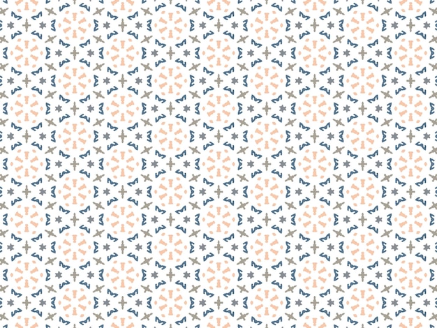 Blauwe en oranje abstracte mandala of ikat wallpaper patroon achtergrond